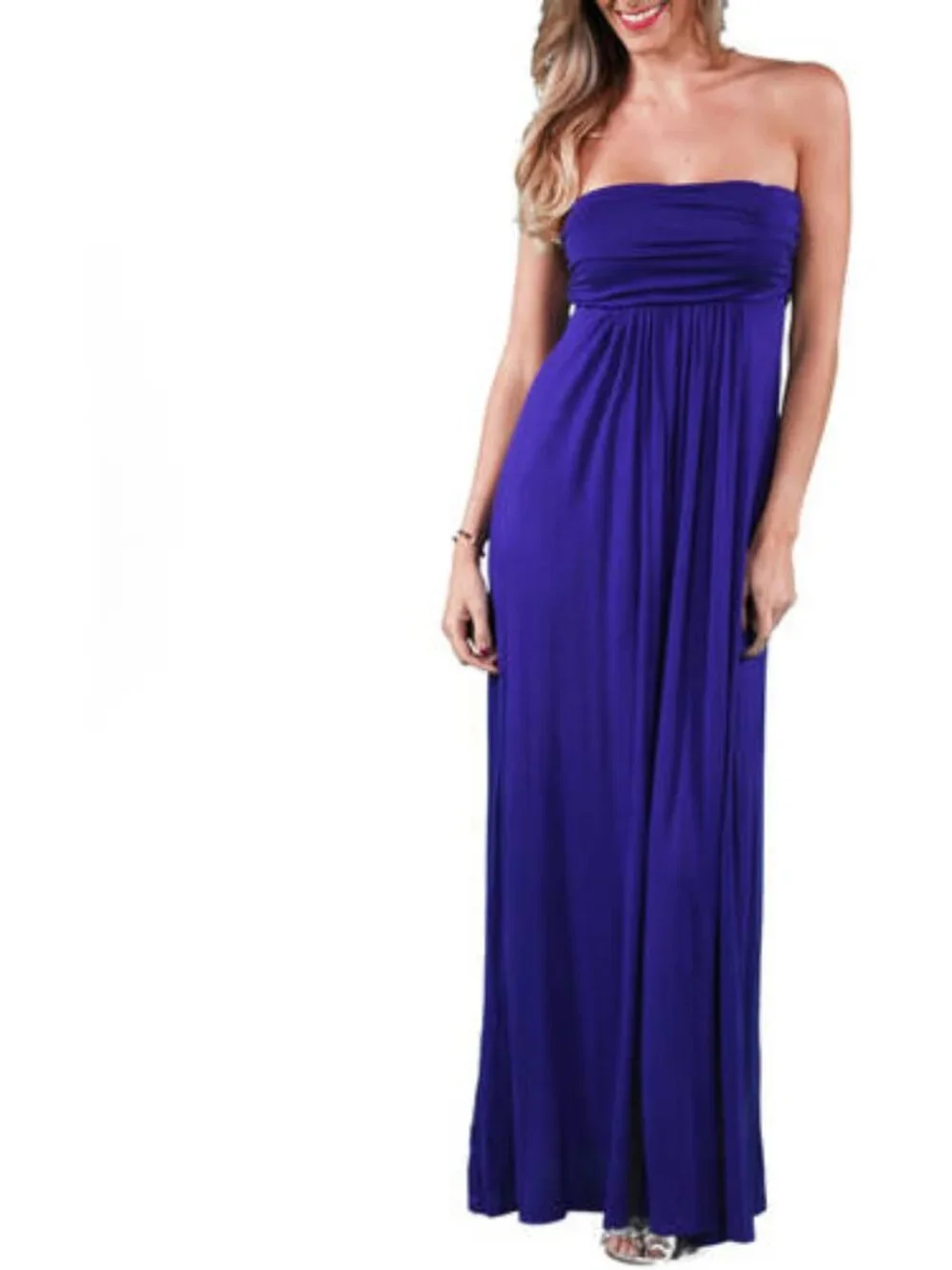 24/7 Comfort Apparel Women S Strapless Maxi Dress  in Blue New With Tags Size 1